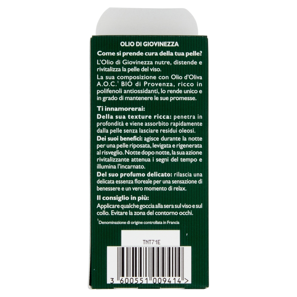 Tesori di Provenza Siero Viso Anti-età con Olio d'Oliva Biologico, Ricco in Polifenoli, 30 ml